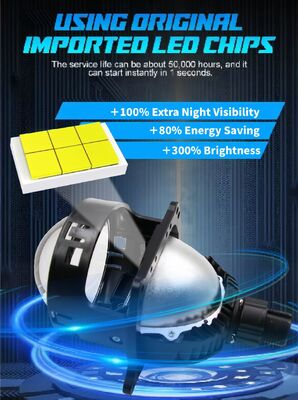3 Inch B2D Dual Cup Bi Beam LED Projector Lens 60W 10000LM Universal Headlight